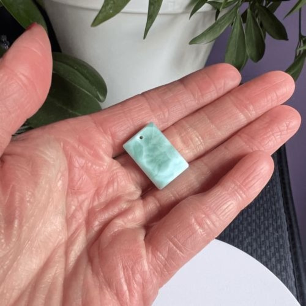 Larimar Crystal Rectangular Pendant For Jewelry M… - image 2